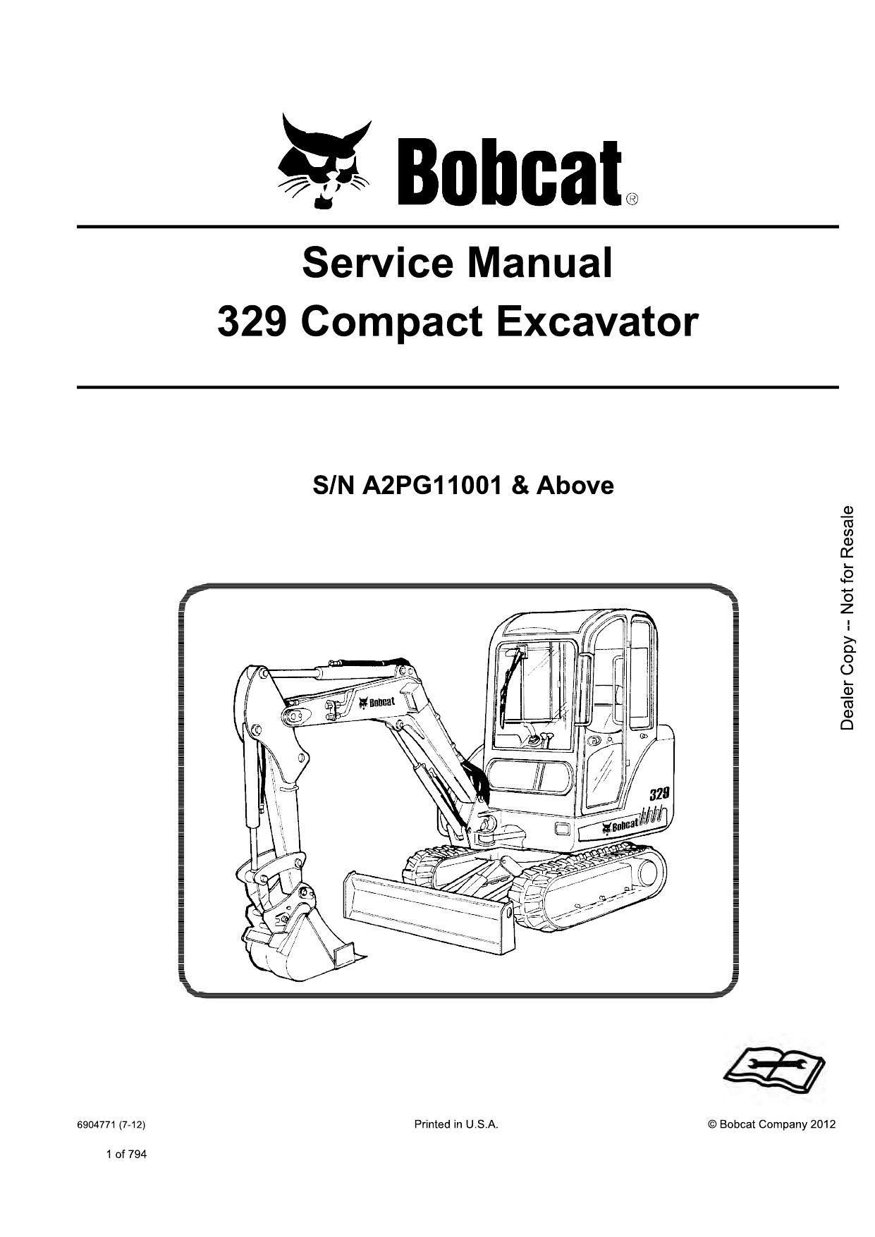 329 Compact Excavator Service Manual Bobcat